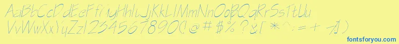 Czcionka GasparillasskItalic – niebieskie czcionki na żółtym tle