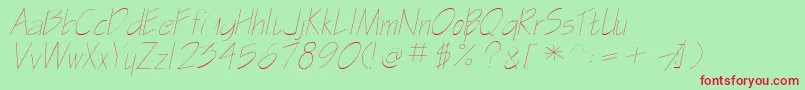 GasparillasskItalic Font – Red Fonts on Green Background