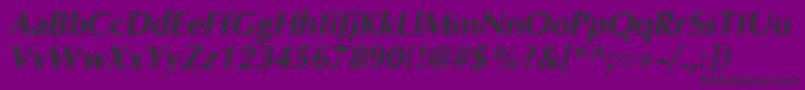 OptimaBoldItalic-Schriftart – Schwarze Schriften auf violettem Hintergrund