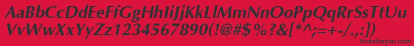 OptimaBoldItalic Font – Black Fonts on Red Background