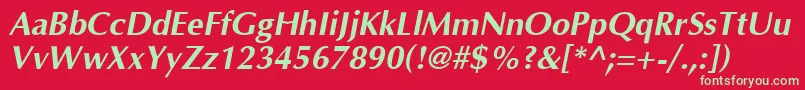 OptimaBoldItalic Font – Green Fonts on Red Background