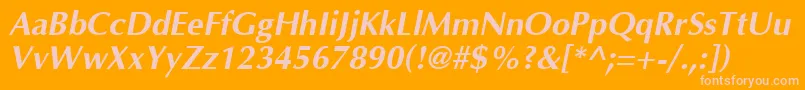 OptimaBoldItalic Font – Pink Fonts on Orange Background