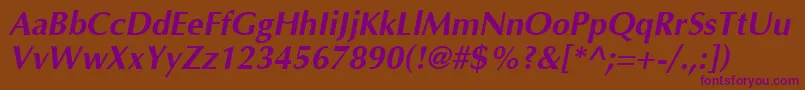 OptimaBoldItalic Font – Purple Fonts on Brown Background