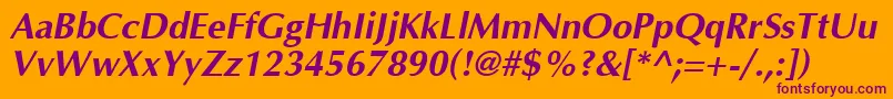 OptimaBoldItalic Font – Purple Fonts on Orange Background