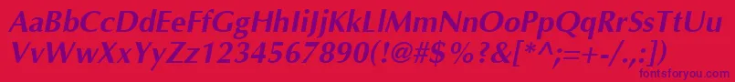 OptimaBoldItalic Font – Purple Fonts on Red Background