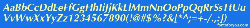 OptimaBoldItalic Font – Yellow Fonts on Blue Background