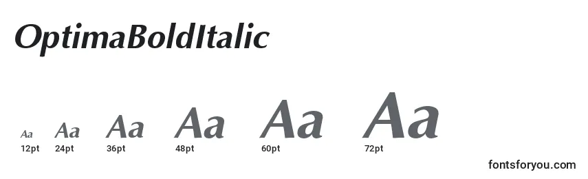 Размеры шрифта OptimaBoldItalic