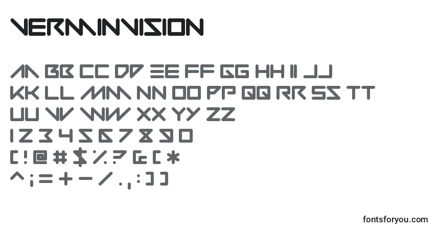Czcionka VerminVision – alfabet, cyfry, specjalne znaki
