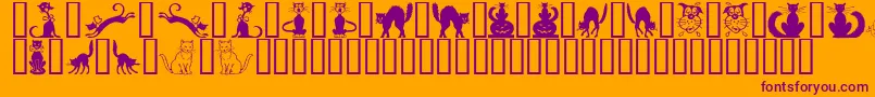 BorderCats-Schriftart – Violette Schriften auf orangefarbenem Hintergrund