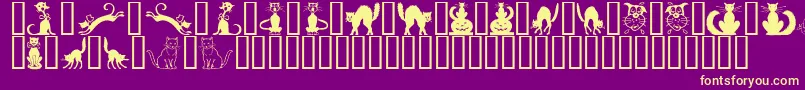 Fonte BorderCats – fontes amarelas em um fundo roxo