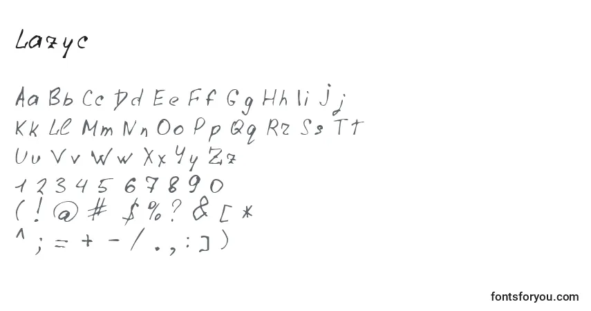 Czcionka Lazyc – alfabet, cyfry, specjalne znaki