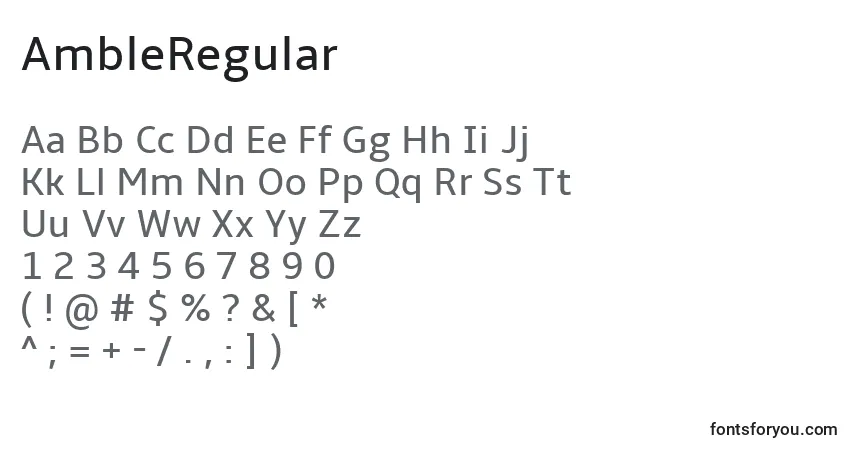 Schriftart AmbleRegular – Alphabet, Zahlen, spezielle Symbole