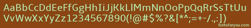 AmbleRegular-fontti – vihreät fontit ruskealla taustalla