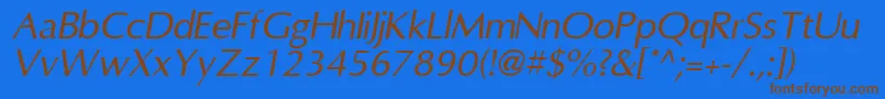 OmniItalic Font – Brown Fonts on Blue Background