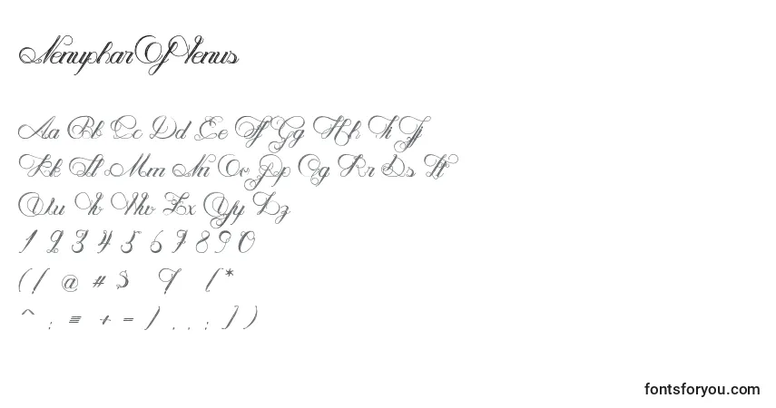 A fonte NenupharOfVenus – alfabeto, números, caracteres especiais