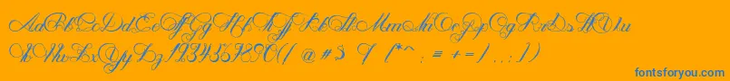 NenupharOfVenus-Schriftart – Blaue Schriften auf orangefarbenem Hintergrund