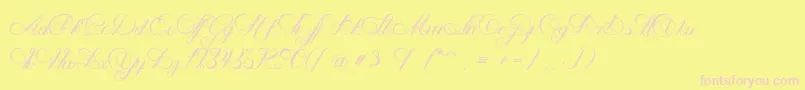 NenupharOfVenus-fontti – vaaleanpunaiset fontit keltaisella taustalla
