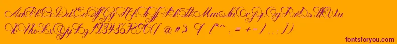 フォントNenupharOfVenus – オレンジの背景に紫のフォント