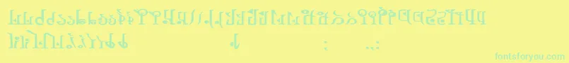 フォントTphylianWiibold – 黄色い背景に緑の文字