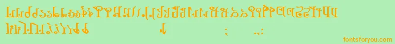 フォントTphylianWiibold – オレンジの文字が緑の背景にあります。