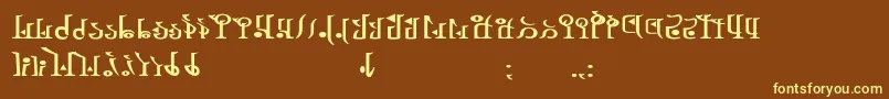 TphylianWiibold-fontti – keltaiset fontit ruskealla taustalla
