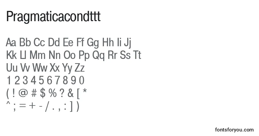 Czcionka Pragmaticacondttt – alfabet, cyfry, specjalne znaki