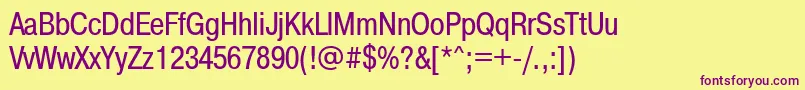 Pragmaticacondttt Font – Purple Fonts on Yellow Background