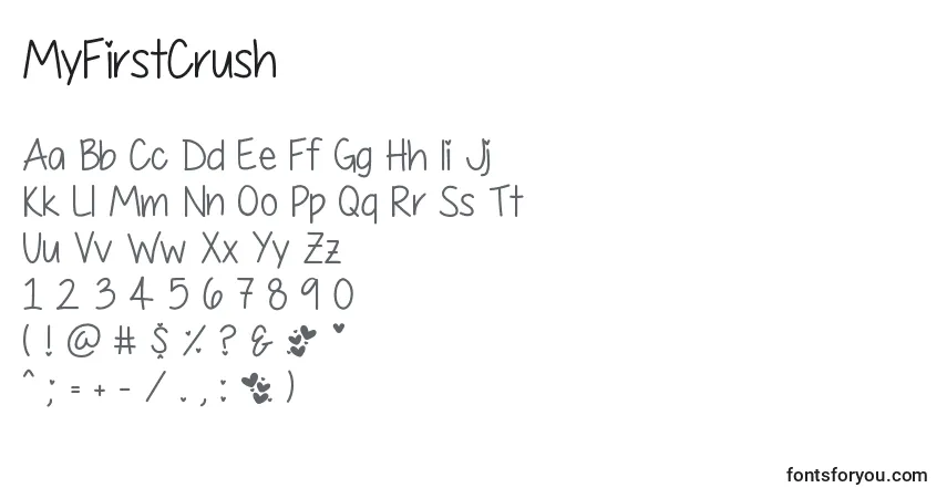 Fuente MyFirstCrush - alfabeto, números, caracteres especiales