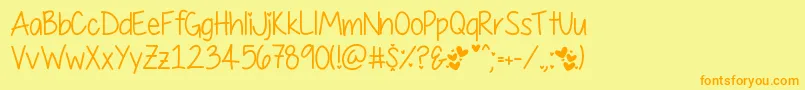 MyFirstCrush-Schriftart – Orangefarbene Schriften auf gelbem Hintergrund