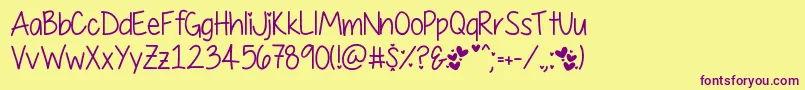MyFirstCrush Font – Purple Fonts on Yellow Background