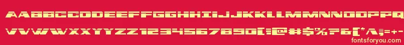 フォントDassaultlaser – 黄色の文字、赤い背景