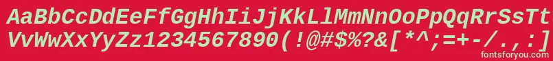 フォントLiberationmonoBolditalic – 赤い背景に緑の文字