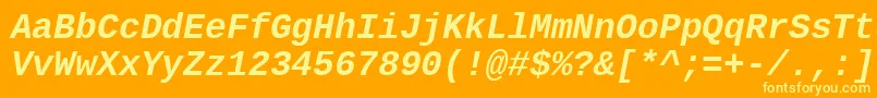 Weitere Informationen zur LiberationmonoBolditalic-Schriftart LiberationmonoBolditalic-Schriftart – Gelbe Schriften auf orangefarbenem Hintergrund