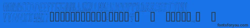 OuttaDaBox-Schriftart – Schwarze Schriften auf blauem Hintergrund