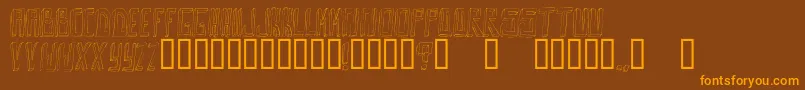 OuttaDaBox-Schriftart – Orangefarbene Schriften auf braunem Hintergrund