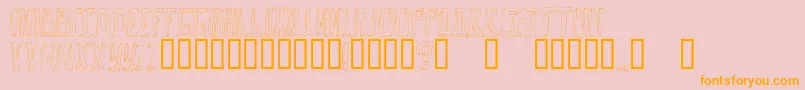 OuttaDaBox-Schriftart – Orangefarbene Schriften auf rosa Hintergrund