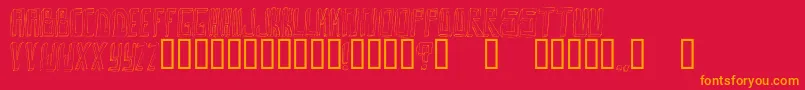 フォントOuttaDaBox – 赤い背景にオレンジの文字