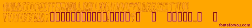 OuttaDaBox-Schriftart – Violette Schriften auf orangefarbenem Hintergrund