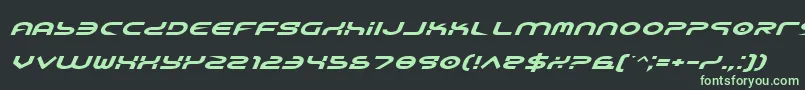 YukonTechExpandedItalic-fontti – vihreät fontit mustalla taustalla