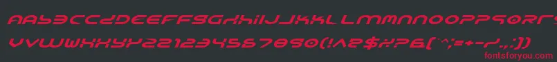 フォントYukonTechExpandedItalic – 黒い背景に赤い文字