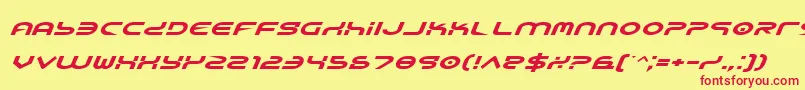 YukonTechExpandedItalic Font – Red Fonts on Yellow Background