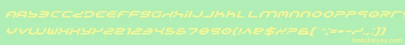 フォントYukonTechExpandedItalic – 黄色の文字が緑の背景にあります