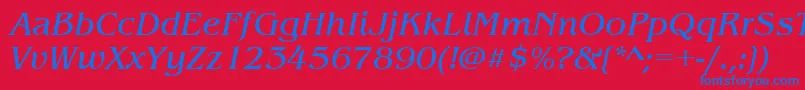 BenguiatitcteeItalic-fontti – siniset fontit punaisella taustalla