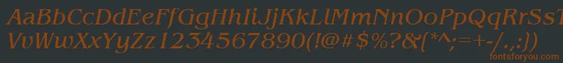 BenguiatitcteeItalic-fontti – ruskeat fontit mustalla taustalla