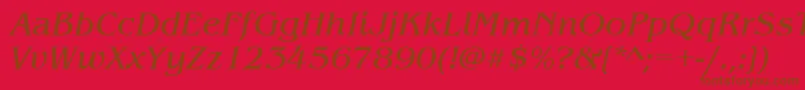 Czcionka BenguiatitcteeItalic – brązowe czcionki na czerwonym tle