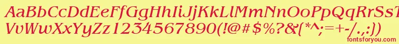 Czcionka BenguiatitcteeItalic – czerwone czcionki na żółtym tle