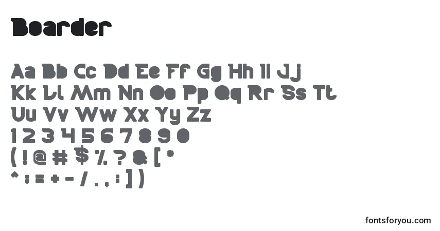 Czcionka Boarder – alfabet, cyfry, specjalne znaki