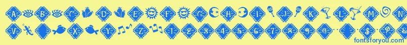 MaracaExtras Font – Blue Fonts on Yellow Background