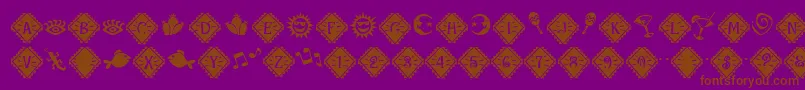 MaracaExtras-fontti – ruskeat fontit violetilla taustalla
