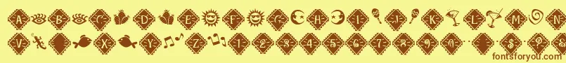 Шрифт MaracaExtras – коричневые шрифты на жёлтом фоне
